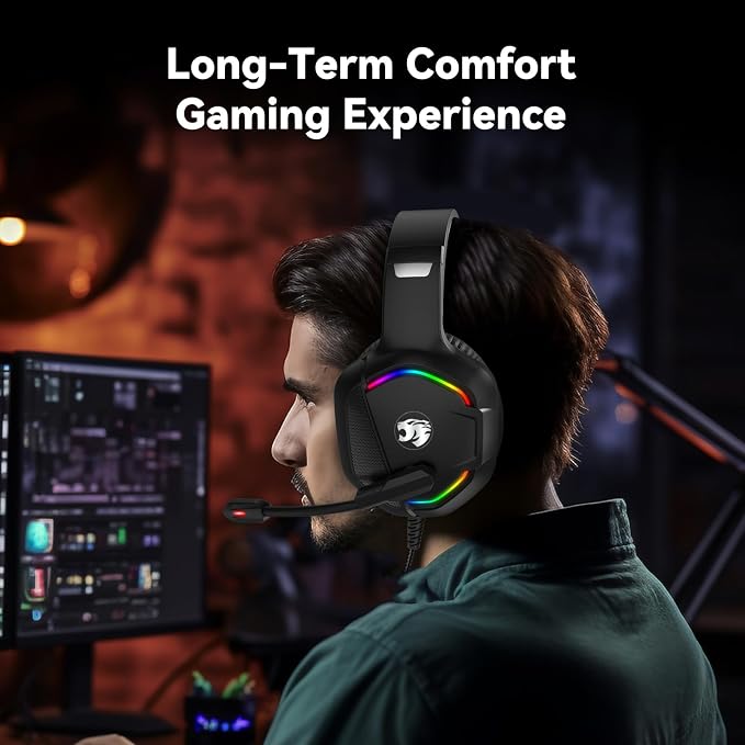 Gaming Headset with Microphone for Pc, Xbox One Series X/s, Stereo Wired Noise - Image 4