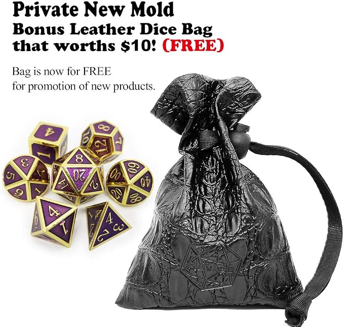Haxtec D&D Metal Dice Set Gold Purple DND Dice Compatible - Image 2