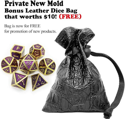 Haxtec D&D Metal Dice Set Gold Purple DND Dice Compatible - Image 2