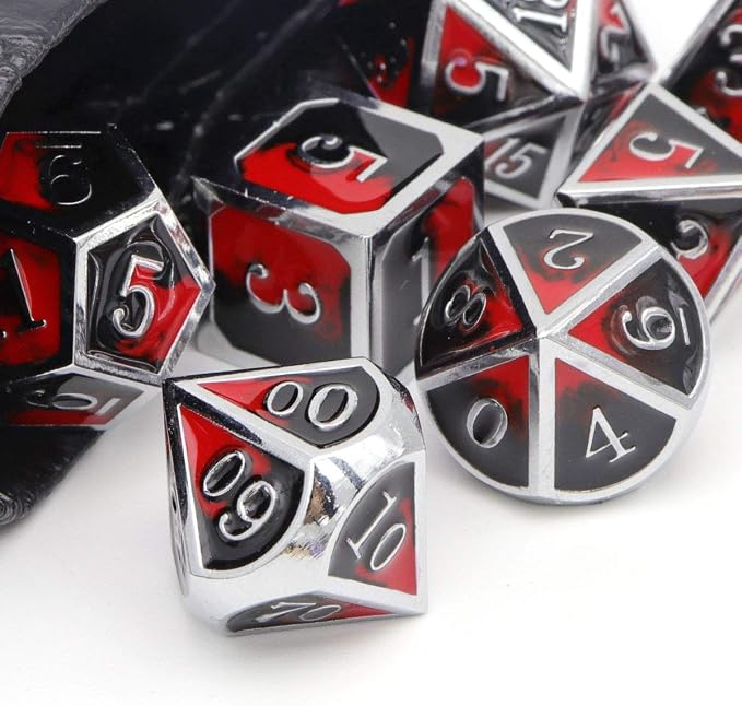 Haxtec DND Metal Dice Set D&D Red and Black Metal DND Dice Compatible - Image 3