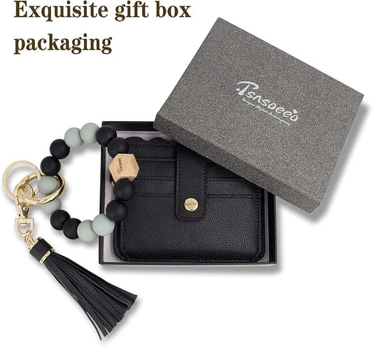 Keychain Wallet Wristlet Small Credit Card Holder Bracelet Key Chain Purse - Image 2