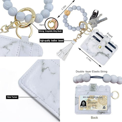 Keychain Wallet Wristlet Small Credit Card Holder Bracelet Key Chain Purse - Image 3