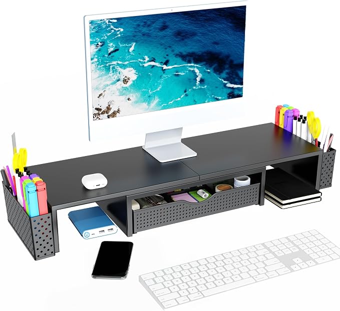 Spacrea Metal Desk Organizers and Accessories, Dual Monitor Stand Riser - Image 4