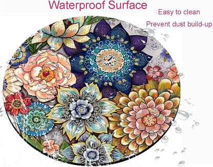 Round Mouse Pad, Boho Floral Mouse Pad, Washable Round Mousepad - Image 4