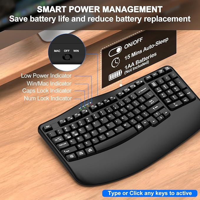EDJO Ergonomic Wireless Keyboard - Image 7