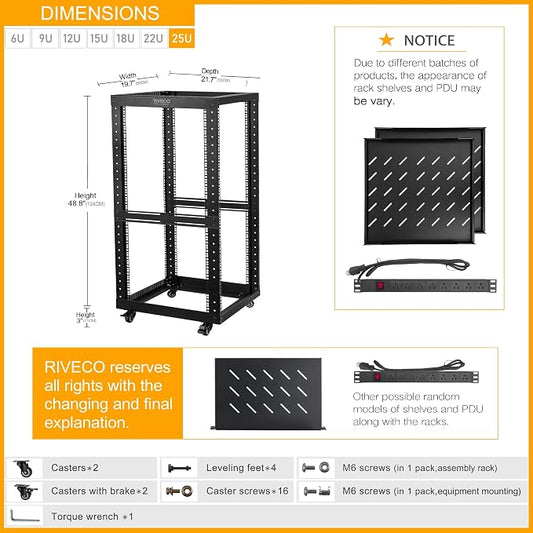 RIVECO 25U Open Frame Server Rack - Image 2