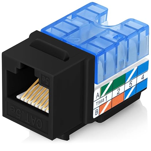 Everest 90° Angled RJ45 Cat5e Keystone Jacks 50-Pack in Black by EverestMediaSolutions