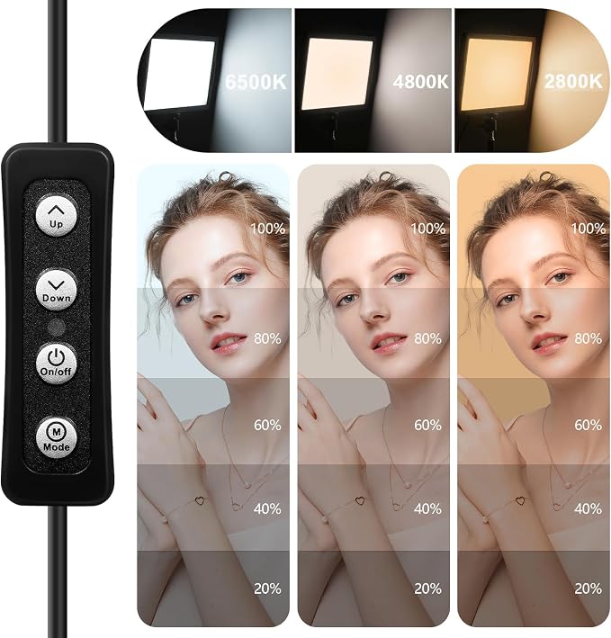 LED Photo Video Light 2-Pack, Bi-Color 2800-6500K Dimmable USB LED Continuous - Image 3