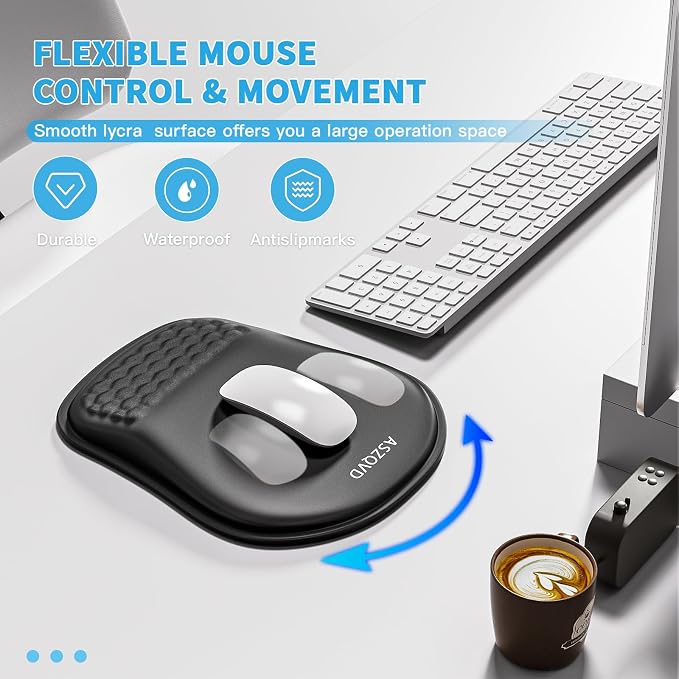 Mouse Pad with Wrist Rest, Ergonomic Mousepads with Wrist Support, Soft Lycra - Image 6