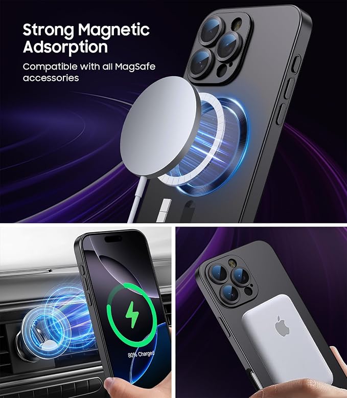 Magnetic for iPhone 16 Pro Case Slim Soft Silicone Bumper Shockproof Metallic - Image 3