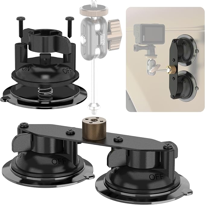 MINIFOCUS Dual Suction Cup Mount, Twist-Lock Dual Suction Cup Base by MINIFOCUS
