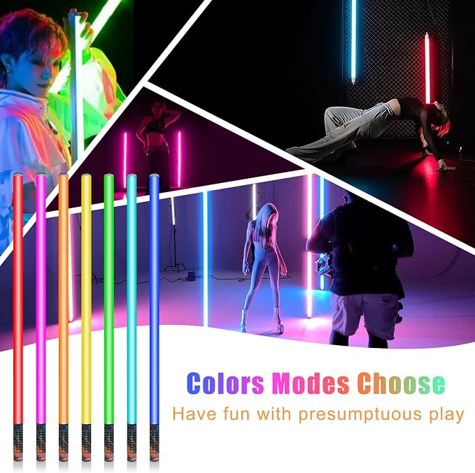 4 Pack 4ft Portable Battery Powered Tube Light 120cm Handheld LED RGB Lights - Image 3