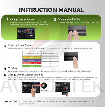 Avisontek 2-Pack for LiftMaster Universal Garage Door Opener Remote 371LM 373LM - Image 9