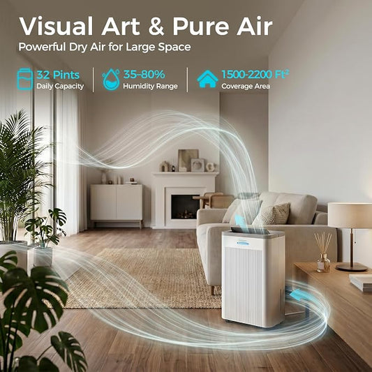 1500 Sq.Ft Dehumidifier, Max 32 Pint Quiet Dehumidifier - Image 2