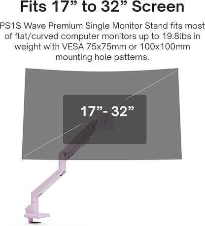 Pixio PS1S Wave Pink Single Monitor Arm Stand Desk Mount - Image 2
