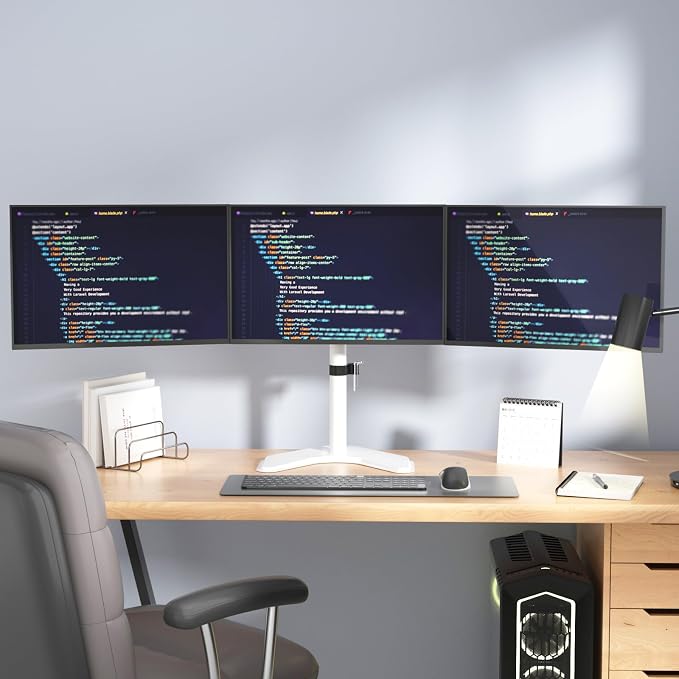 WALI Triple Monitor Stand, Free Standing Three LCD Monitor Fully Adjustable - Image 8
