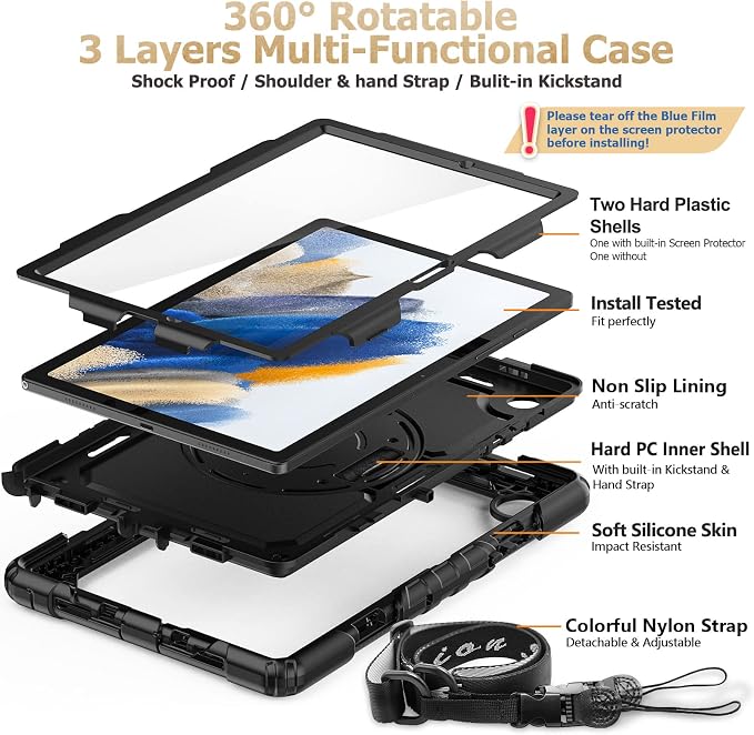 SEYMAC stock Case for Samsung Galaxy Tab A8 10.5'', Full-Body Drop Protection - Image 8
