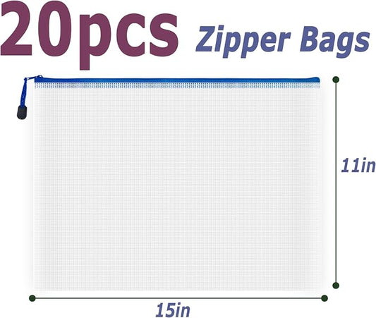 AUSTARK 20 Pcs Zipper File Bags, Plastic Mesh Pouch, Board Game Storage Bag - Image 2
