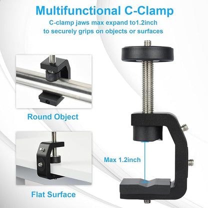 UTEBIT Super Clamp Mount with Mini Ball Head Mount, 1/4 Screw Hot Shoe Adapter - Image 6