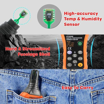Protmex PT6508 Temperature Humidity Meter, Digital Thermometer Hygrometer - Image 9