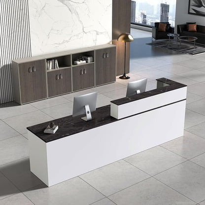 Reception Desk with Counter, Modern Front Desk Reception Counter with Keyboard by NUIPESN