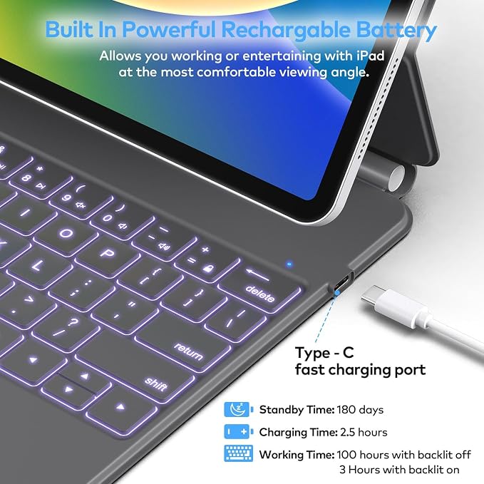 Keyboard Case for iPad Air 11-inch & iPad Pro 11 inch – Magic-Style Magnetic - Image 9