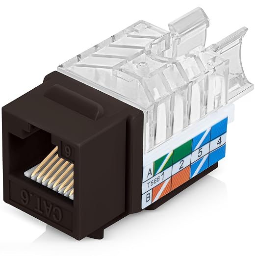 Everest 45° Angled RJ45 Cat6 Keystone Jacks 50-Pack in Brown by EverestMediaSolutions