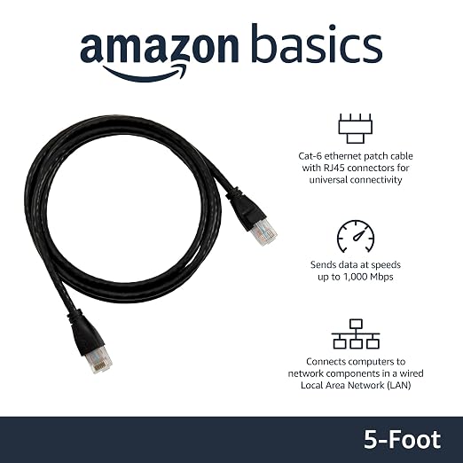 Amazon Basics RJ45 Cat-6 Ethernet Patch Internet Cable, 1Gbps Transfer Speed - Image 2