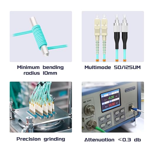 SC/UPC to FC/UPC Fiber Patch Cable OM3 1Meter/4ft 10GB/Gigabit Multimode Duplex - Image 5
