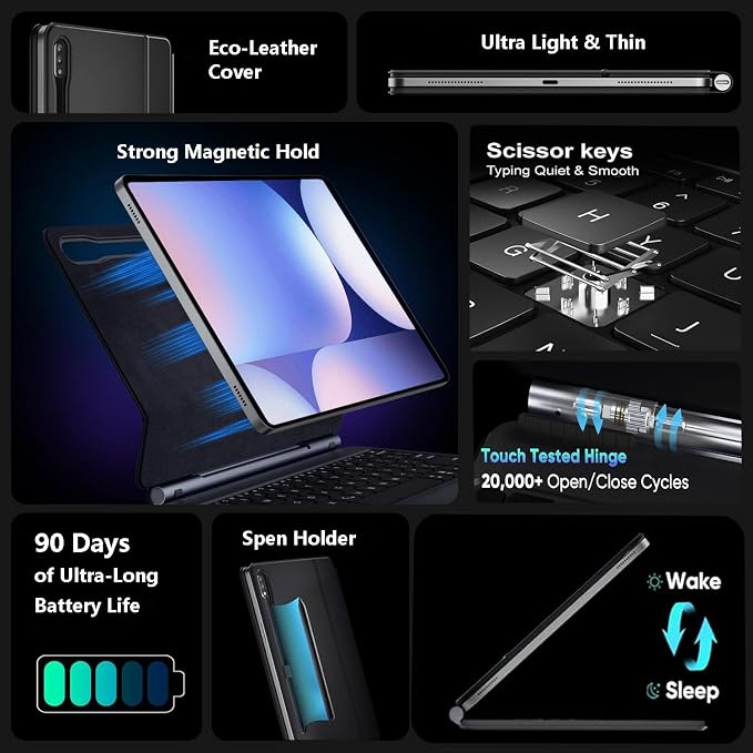 Magic Keyboard Case for Samsung Galaxy Tab S10+ Plus/S9+ Plus/S9 FE+ Plus/S8+ - Image 3