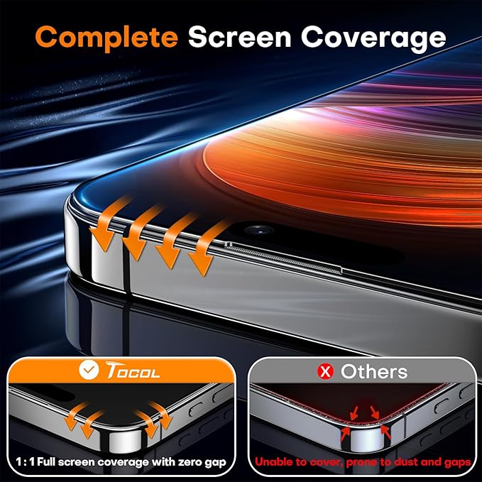 TOCOL for iPhone 16 Plus Screen Protector/iPhone 15 Plus Screen Protector 9H - Image 5
