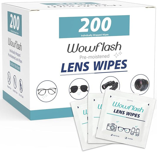 200 Count Lens Wipes for Eyeglasses, Eyeglass Lens Cleaning Wipes Pre-moistened by Wowflash