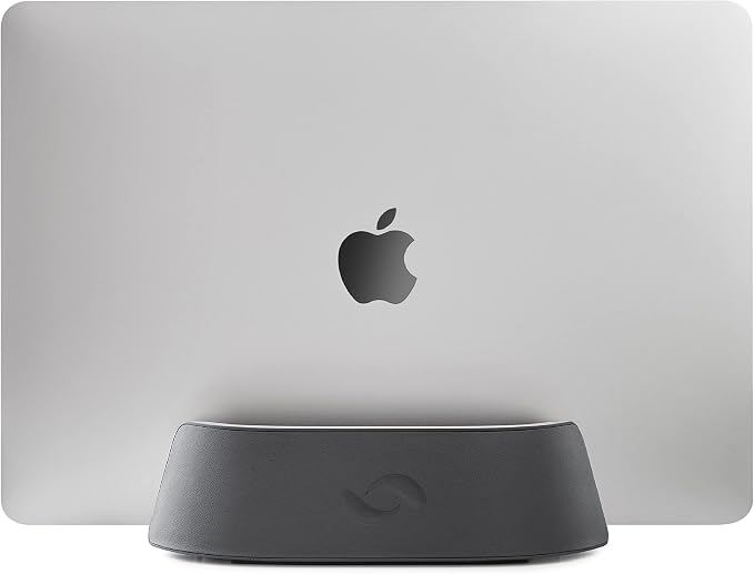 HumanCentric Vertical Laptop Stand in Vegan Black Leather, Upright Adjustable by HumanCentric