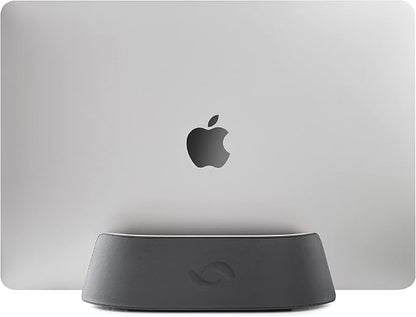 HumanCentric Vertical Laptop Stand in Vegan Black Leather, Upright Adjustable by HumanCentric
