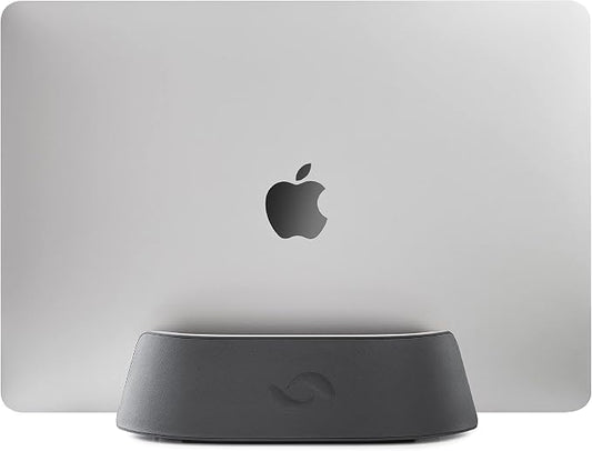 HumanCentric Vertical Laptop Stand in Vegan Black Leather, Upright Adjustable by HumanCentric