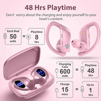 bmanl Wireless Earbuds Bluetooth Headphones 48hrs Play Back Sport Earphones - Image 3