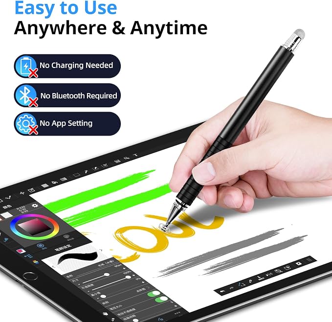 Capacitive Stylus Pen, Fibre Tips Universal Touch Screens Stylist, Fine Point - Image 5