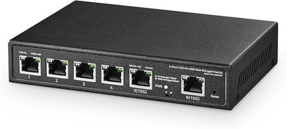 6 Port 10G Switch, 4 x 2.5G RJ-45 Base-T Ports, 2 x 10G RJ-45 Ports, Web by Binardat