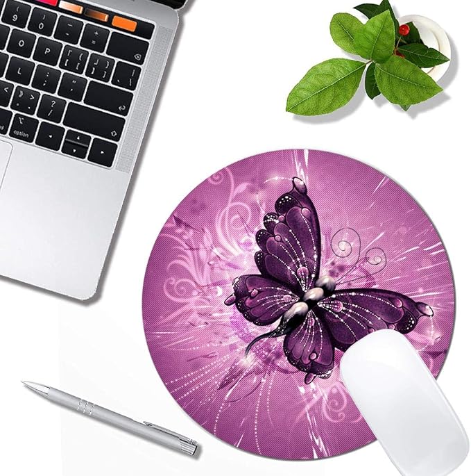 Butterfly Mouse Pad Round Non-Slip Rubber Mousepad Laptop Office Computer Decor - Image 4