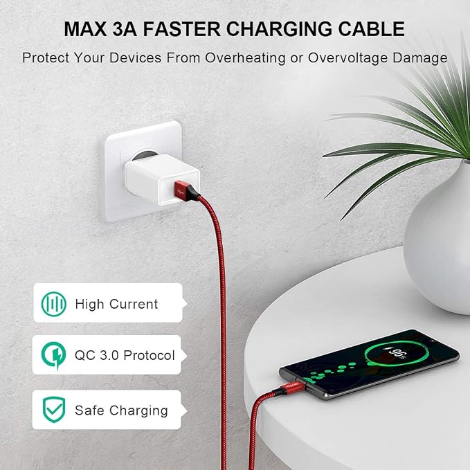 Long USB C Cable, etguuds Fast Charging USB A to Type C Charger Cable Braided - Image 3