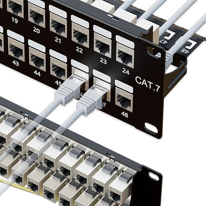 Iwillink 10Gbps Cat7 Patch Panel 48 Port, RJ45 Through Coupler 2U Patch Panel by IWILLINK