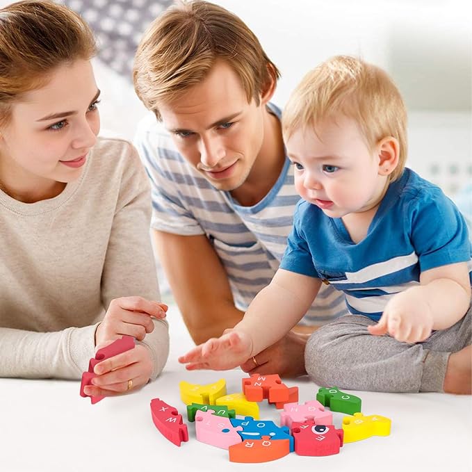 LovesTown Wooden Puzzle for Toddlers, Educational Alphabet and Number Jigsaw - Image 2