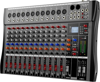 Professional DJ Audio Mixer, 12 Channel Audio Mixer, USB Interface, 12 XLR by PROFESSIONALAUDIOEQUIPMENT