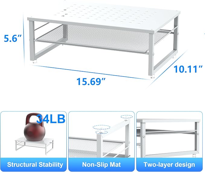 gianotter 2-Tier Metal Monitor Stand Riser, Desk Accessories & Workspace Desk - Image 5
