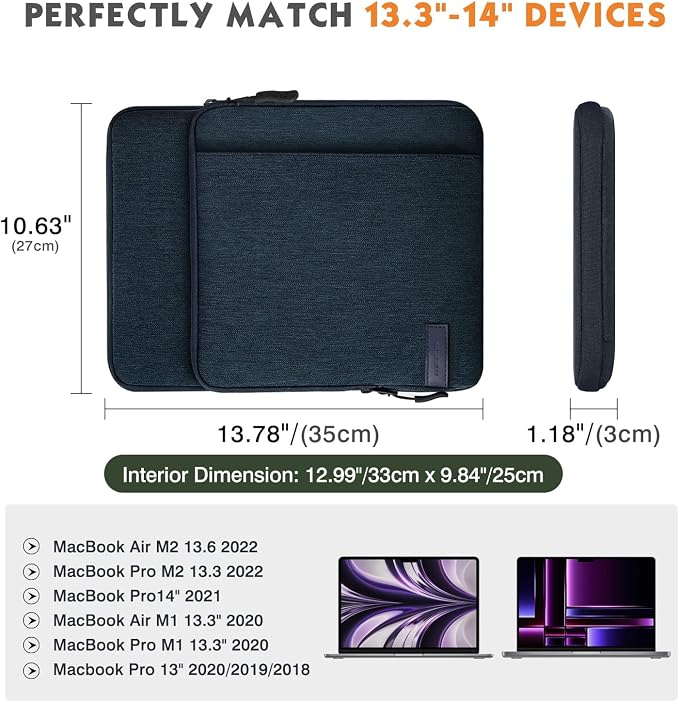 MoKo Laptop Sleeve Bag for 13.3-14 Inch, Notebook Carrying Case - Image 2