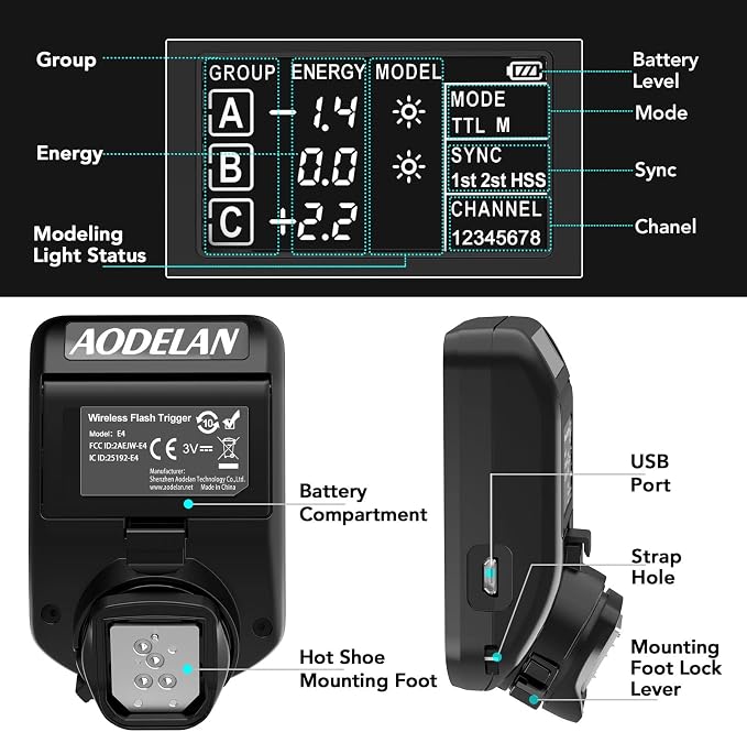 AODELAN TTL HSS 1/8000s Wireless Flash Remote Trigger Compatible - Image 5