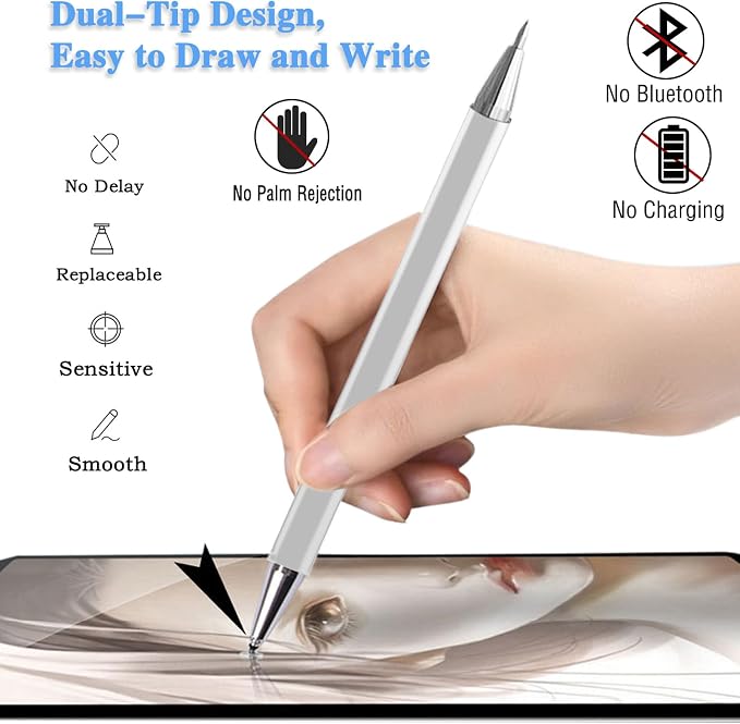 Stylus Pens for iPad, Luntak 3 in 1 Ballpoint Pen, Fiber Tip & Clear Disc - Image 3