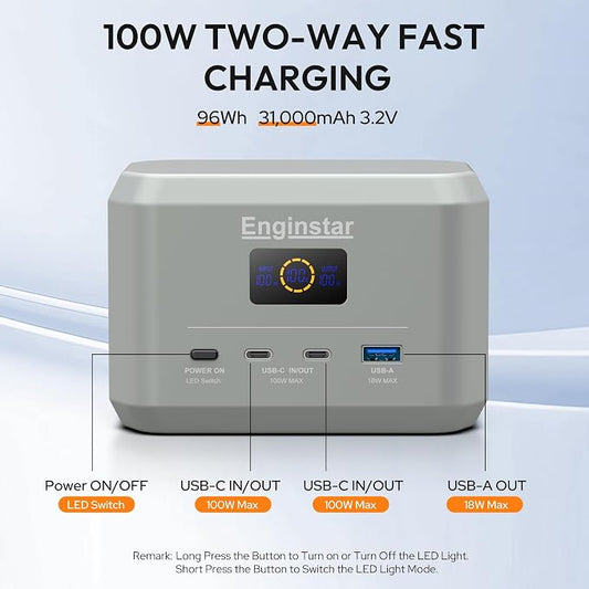 Enginstar Portable Power Station, Outdoor 99Wh LiFePO4 Battery, Solar Generator - Image 2