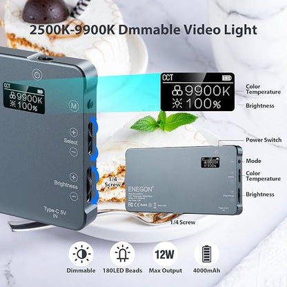 ENEGON 4000mAh Rechargeable Mountable Bicolor LED Video Light - Image 4