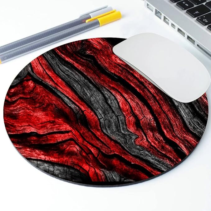 and Red Woodgrain Round Mousepad, Personalized Custom Design Mouse Pads - Image 2